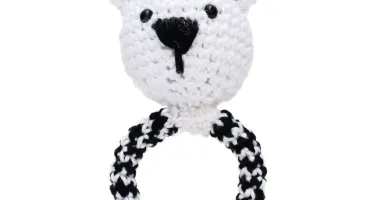 Chocalho Ursinho Preto e Branco Amigurumi