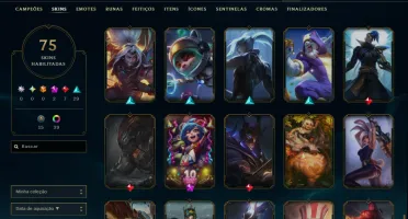 conta lol,361nivel de maestria, 75skins habilitadas