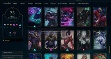 conta lol,361nivel de maestria, 75skins habilitadas
