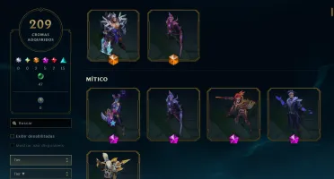 Conta com 478 skins All Champs Diamante/Mestre + Conta Valor
