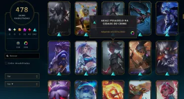 Conta com 478 skins All Champs Diamante/Mestre + Conta Valor