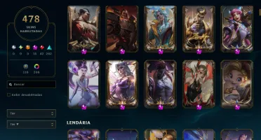 Conta com 478 skins All Champs Diamante/Mestre + Conta Valor