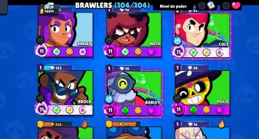 104/104 Brawlers | 70K | 290 Skins | 70 BRAWLERS PODER 11 |
