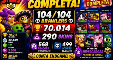 104/104 Brawlers | 70K | 290 Skins | 70 BRAWLERS PODER 11 |