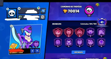 104/104 Brawlers | 70K | 290 Skins | 70 BRAWLERS PODER 11 |