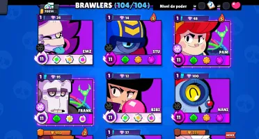 104/104 Brawlers | 70K | 290 Skins | 70 BRAWLERS PODER 11 |