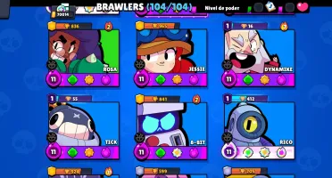 104/104 Brawlers | 70K | 290 Skins | 70 BRAWLERS PODER 11 |