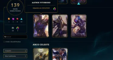 Conta lvl 315, 152 campeões, 139 skins(3 vitoriosas)