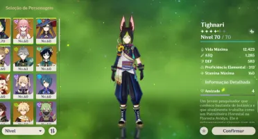 Conta genshin impact vários personagens