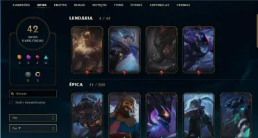 Conta League of Legends Ouro 3, 42 skins 320 reais