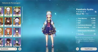 AR51 Ayaka Hutao Child e Qiqi +Estrela Invernal, Harpa Cel..