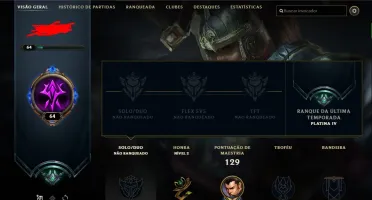 Conta League Of Legends - Smurf platina 2 ultimas seasson