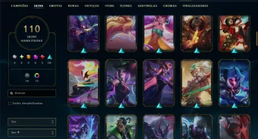 Ouro 1 com TODOS os Champs e 110 Skins ( JG / MID )