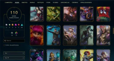 Ouro 1 com TODOS os Champs e 110 Skins ( JG / MID )