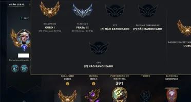Ouro 1 com TODOS os Champs e 110 Skins ( JG / MID )
