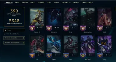 Ouro 1 com TODOS os Champs e 110 Skins ( JG / MID )