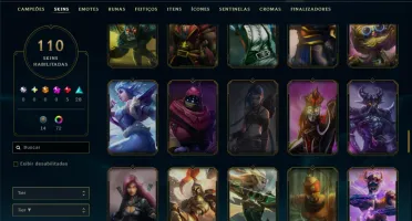 Ouro 1 com TODOS os Champs e 110 Skins ( JG / MID )