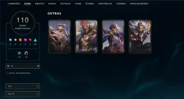 Ouro 1 com TODOS os Champs e 110 Skins ( JG / MID )