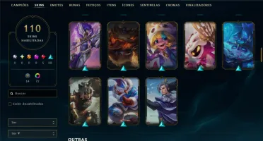 Ouro 1 com TODOS os Champs e 110 Skins ( JG / MID )