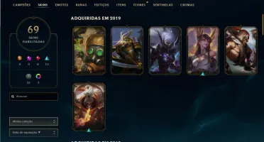 Conta League of Legends 127 campeões 69 skins Platina 3
