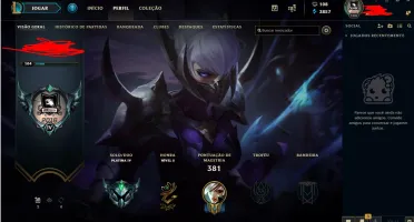 Conta League of Legends 127 campeões 69 skins Platina 3