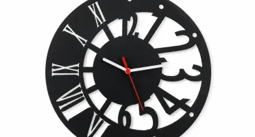 Relógio Vazado em MDF Preto 30 cm
