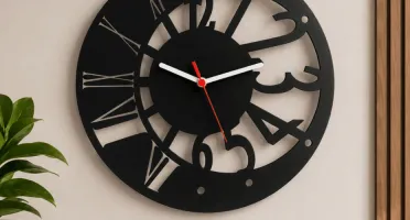 Relógio Vazado em MDF Preto 30 cm
