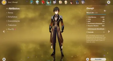 Conta genshin impact AR-07 Zhongli diluc Qiqi