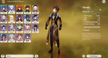 Conta genshin impact AR-07 Zhongli diluc Qiqi