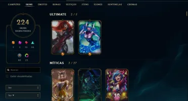 CONTA LOL R$ 2800+ EM RP - 224 SKINS - 277 ICONES
