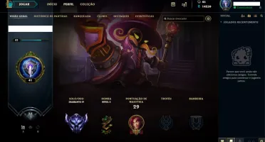 Conta LOL Diamante IV Smurf - 90 Vitória e 35 Derrota