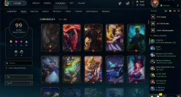 Diamante IV, único dono, lvl 170+ de 100 skins, todos champs