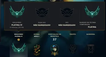 Conta LoL Platina 4 - 80% Winrate