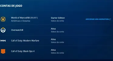 Conta Blizzard com Overwatch, Cod BO4 e MW