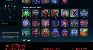 Conta Lol Gold 2 - Level 55 - 49 Champ - 17 Skins