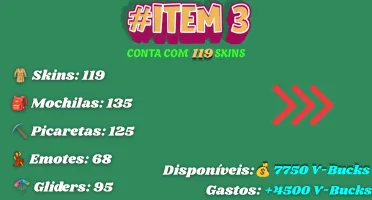 Contas Fortnite | Várias Skins | V-Bucks Gastos