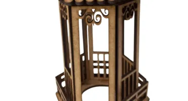 Mini coreto com pinheiro, arvore e coqueiro em mdf,...