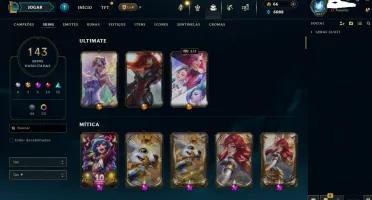 Conta lvl261, com 143skins, 3ultimates,5mitica e10lendarias