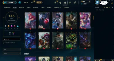 Conta lvl261, com 143skins, 3ultimates,5mitica e10lendarias