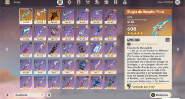 Genshin Impact AR55 - 7 personagens 5* + 3 armas 5*