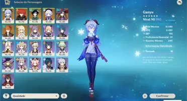 Genshin Impact AR55 - 7 personagens 5* + 3 armas 5*