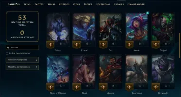 Platina 2 com 45 Champs e 11 Skins