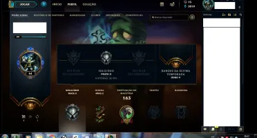conta league lvl 64, 50 champs, 3019 EA, 7 skins, 12 emotes