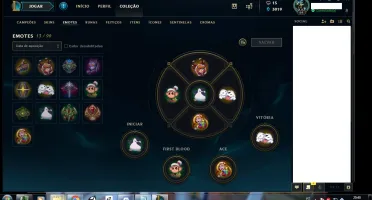 conta league lvl 64, 50 champs, 3019 EA, 7 skins, 12 emotes