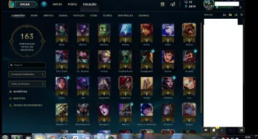 conta league lvl 64, 50 champs, 3019 EA, 7 skins, 12 emotes