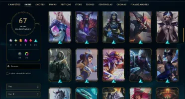 Platina 4 com TODOS os Champs e 67 Skins ( ADC / SUP )