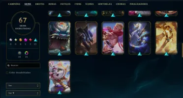 Platina 4 com TODOS os Champs e 67 Skins ( ADC / SUP )