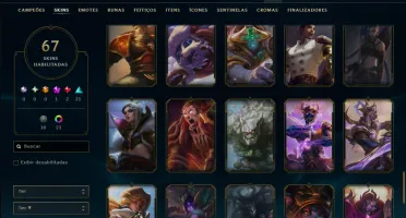 Platina 4 com TODOS os Champs e 67 Skins ( ADC / SUP )