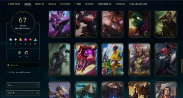 Platina 4 com TODOS os Champs e 67 Skins ( ADC / SUP )