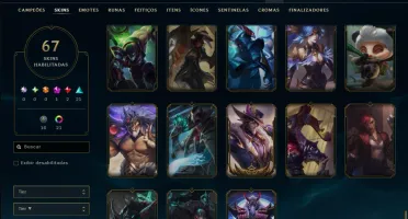 Platina 4 com TODOS os Champs e 67 Skins ( ADC / SUP )